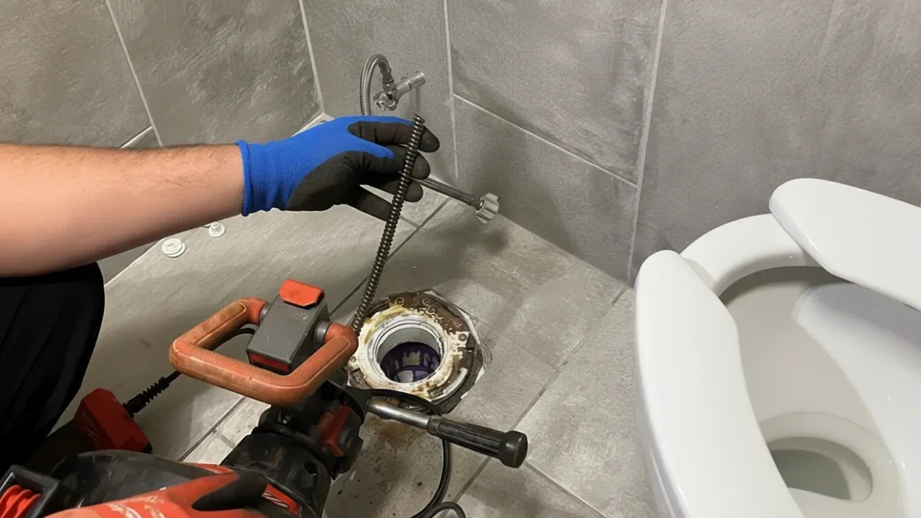 Drain auger clearing a blocked kitchen stack in Thornhill.